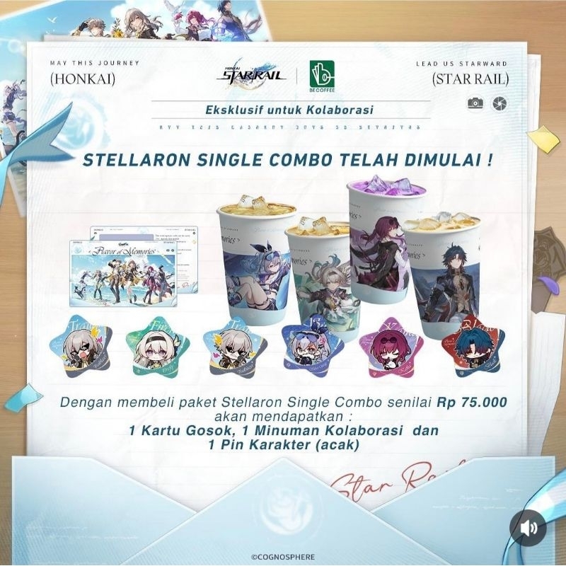 

Be Coffee x Honkai: Star Rail Official Collaboration Drink Merchandise Stellaron Combo Satu