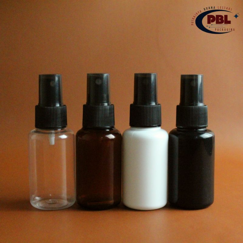 Botol Spray 60ml Tubular / Botol Toner 60ml / Botol PET 60ml Tubular Neck 24 Tutup Spray Neck 24 Hit