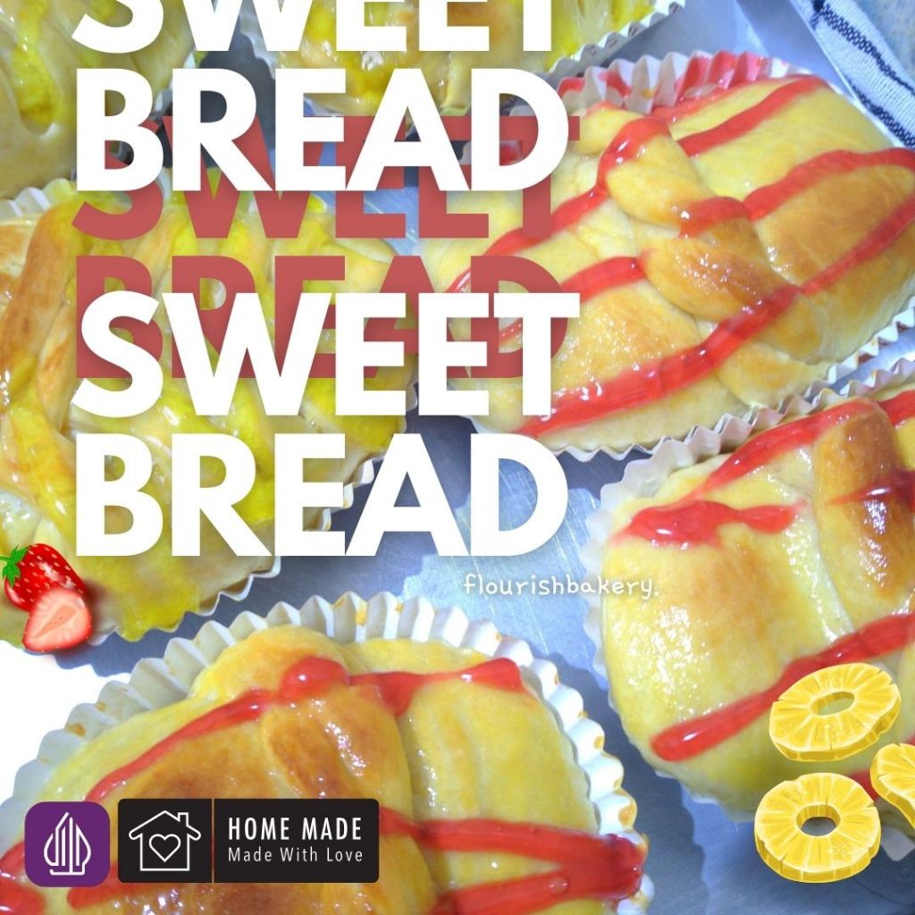 

Sweet Bread ( Roti Manis ), Roti lembut, roti selai strawberry, roti selai nanas, (By. flourishbakery.)