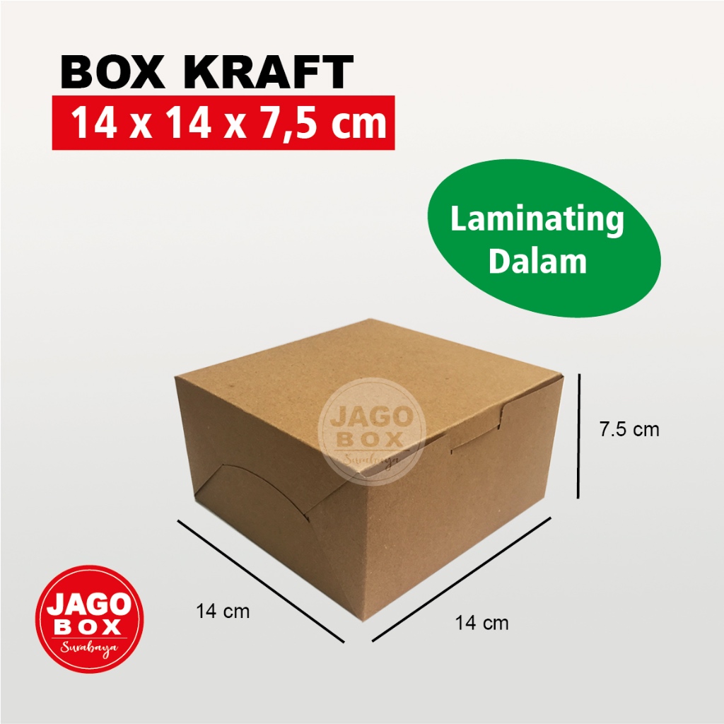 

Box Kotak Dos Kue Snack Kraft 14 x 14 x 7,5 cm LAMINASI DALAM
