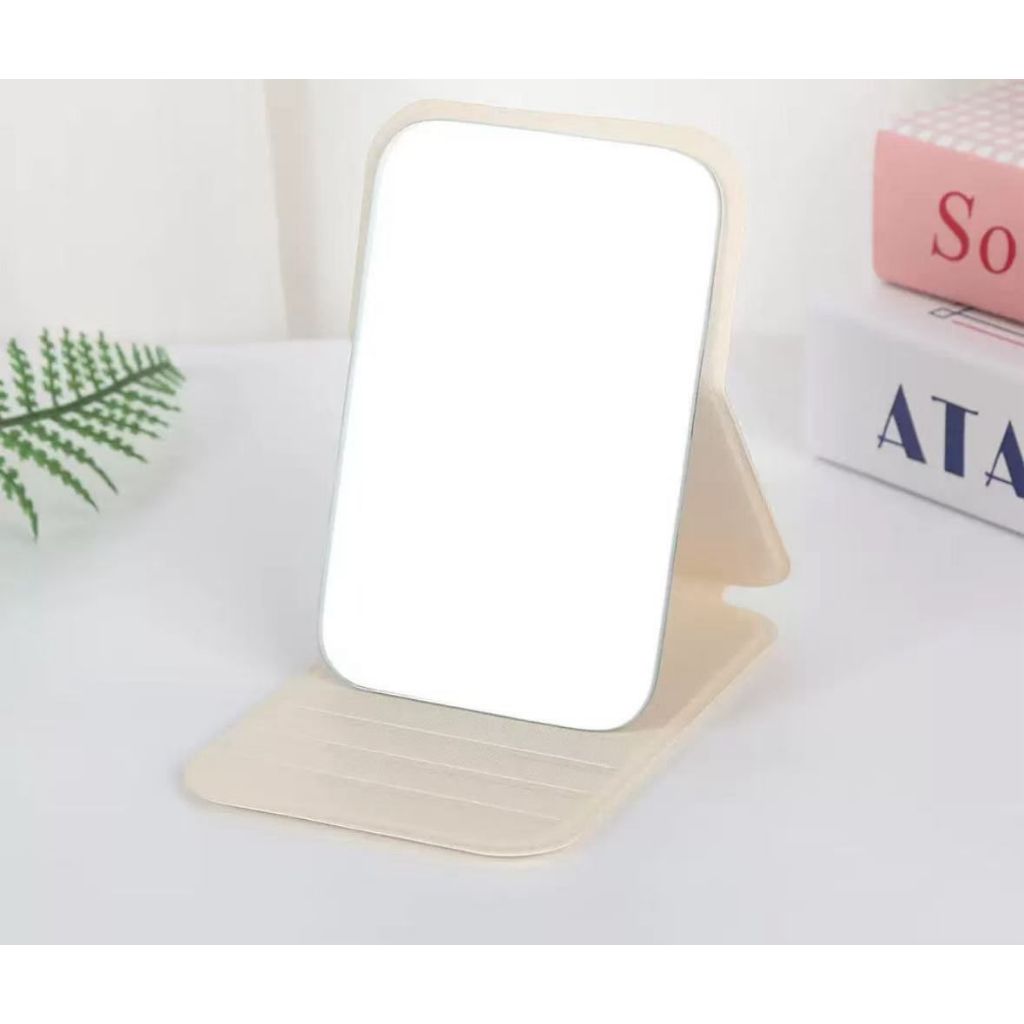 KS Cermin lipat persegi portable / standing beauty mirror kaca duduk untuk rias makeup wajah / folda