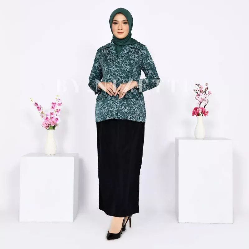 Baju PKK WANITA Blouse PKK Hijau Tosca Lapis Furing