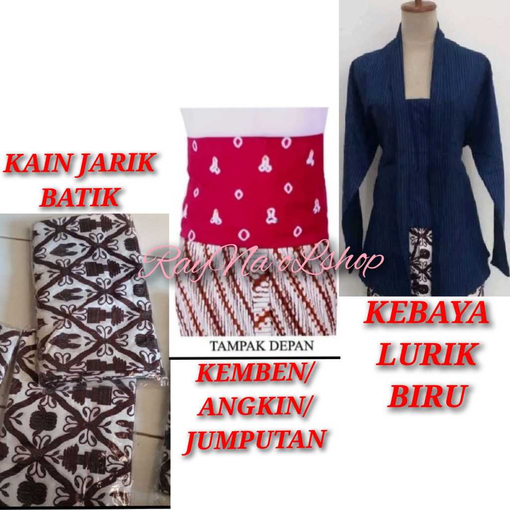 KEBAYA LURIK BIRU & KAIN JARIK & KEMBEN | KEBAYA LURIK BIRU & ROK WIRU INSTAN & KEMBEN | SETELAN PAK