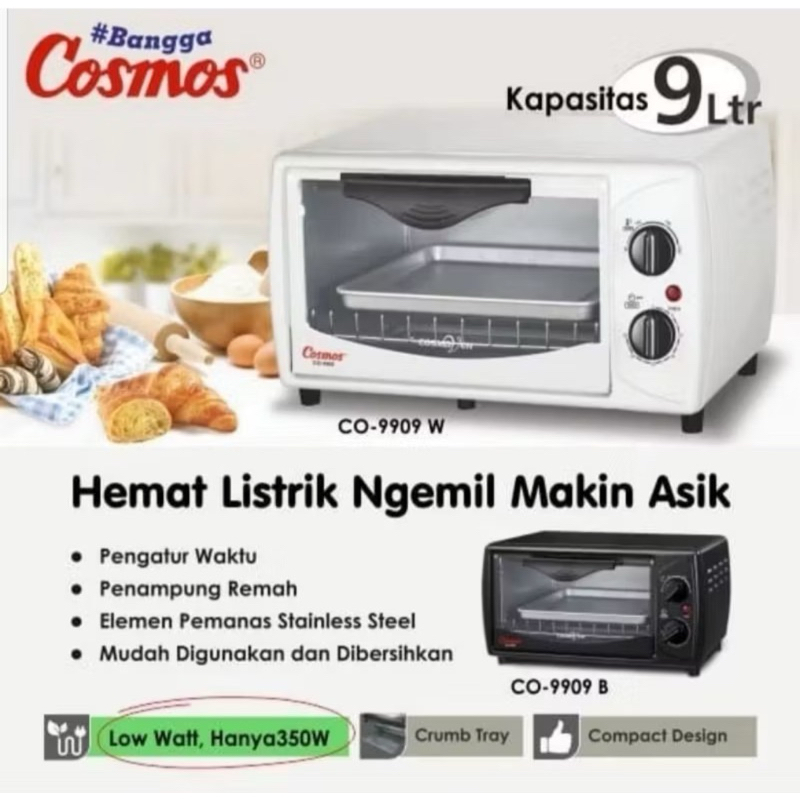 PROMO OVEN LISTRIK COSMOS 9909 LOW WATT - KAPASITAS 9 L