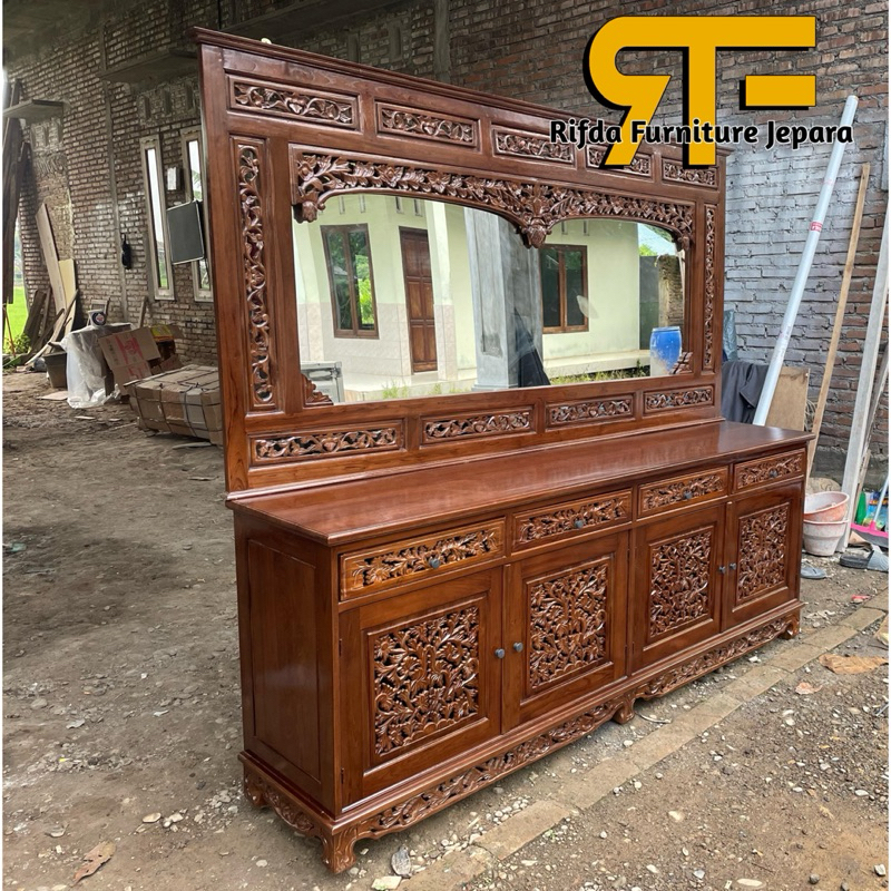 REAL PICT  Bufet Figura Jati Ukir Jepara ( Bufet Ukir Jati, Figura Ukir Jati, Bufet Ukir Jepara )