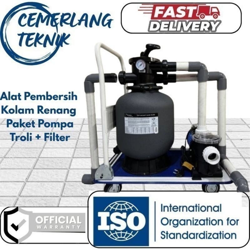 Paket Pompa Vacum Kolam Renang Portable Troli Mesin Pompa Kolam Renang