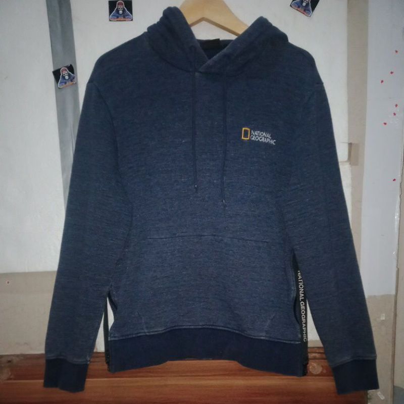 NATIONAL GEOGRAPHIC dark navy Hoodie size M fit L private collection ORIGINAL