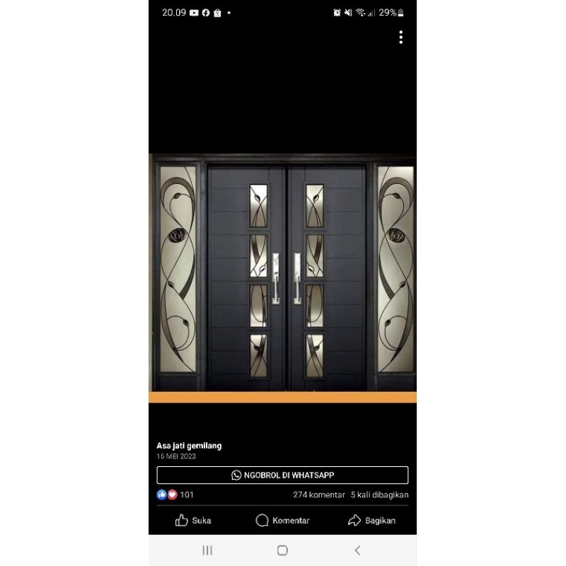 SATU SET PINTU  ALUMUNIUM + KUSEN 4 INC