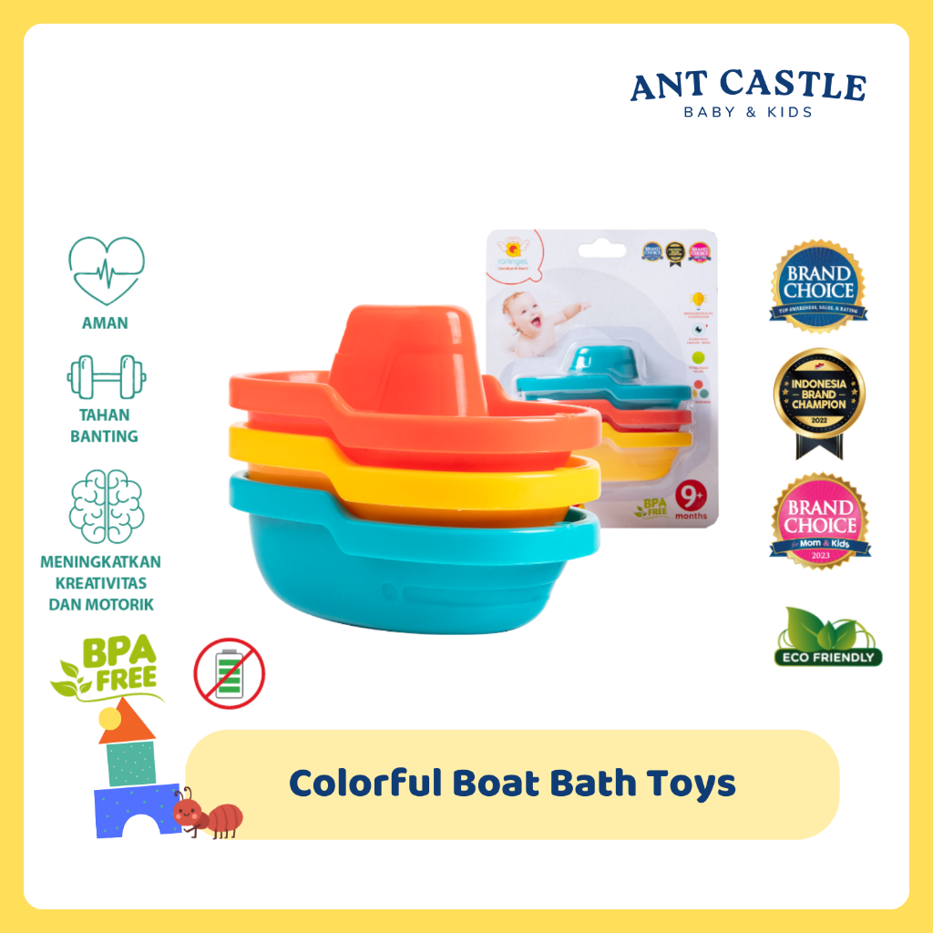 Colorful Boat Bath Toys 3 Pcs / Perahu Plastik Mainan Mandi Anak Bayi / Mainan Air Baby / AC015