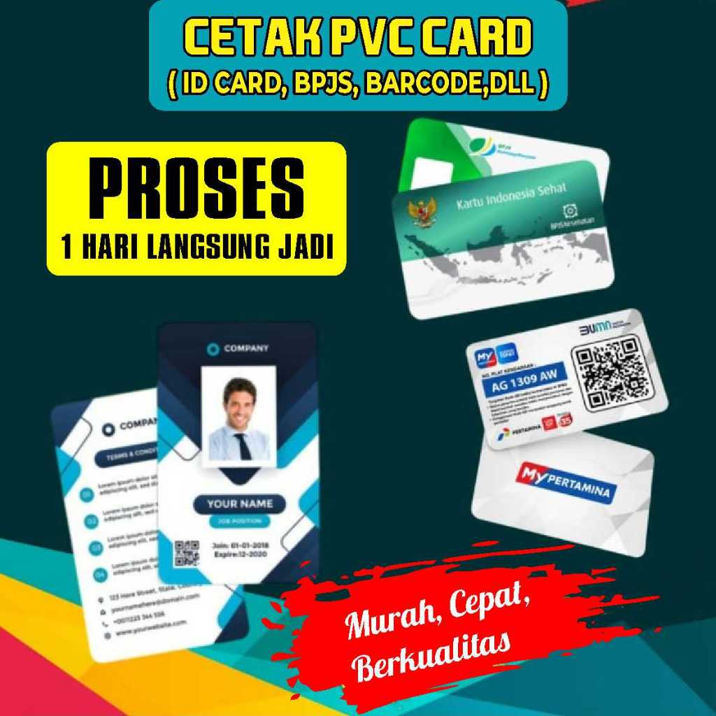 

CETAK KARTU ID CARD PVC 2 SISI TANPA MINIMAL ORDER, CETAK VISITOR , KARTU PESERTA,KARTU ANGGOTA