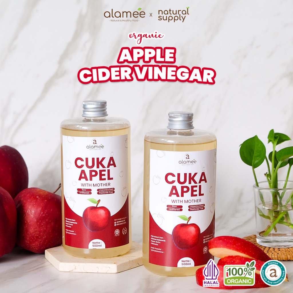 

ALAMEE Cuka Apel Original Vinegar With Mother Premium Organik Apple Cider Vinegar Sari Buah
