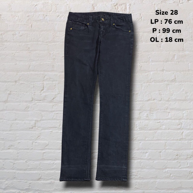 Size 28 Celana Panjang Longpants Jeans Get Used Black Washed Straight fit Original Second Preloved #