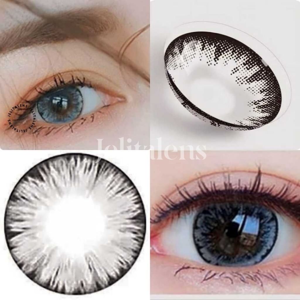 J33 Softlens Premium Abu-Abu Grey Motif 16 MM Mata Barbie Big Eyes Normal & Minus / Softlens Barbie 