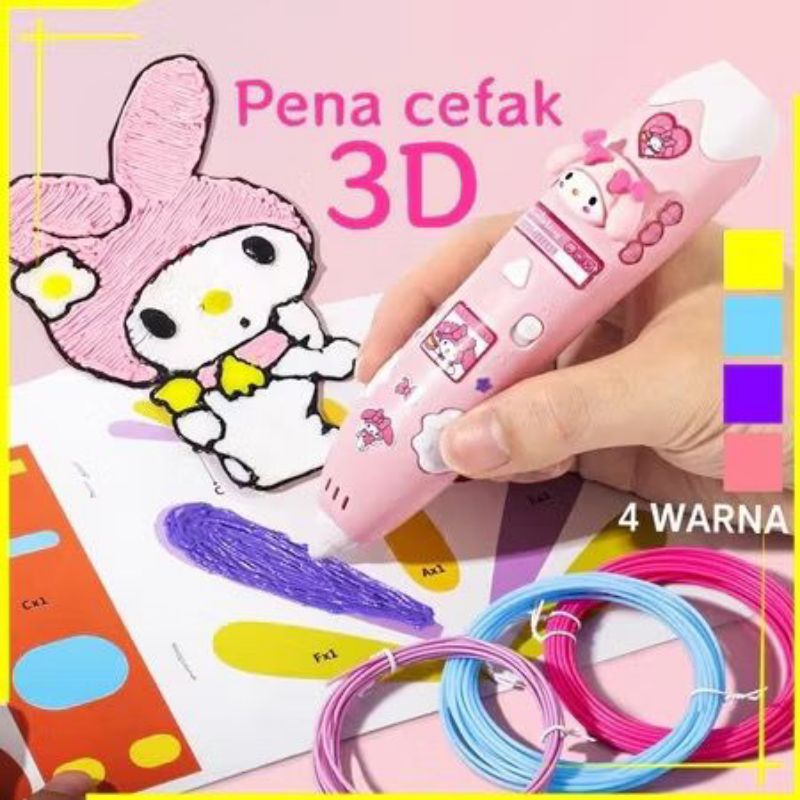 

qwe READY STOCK 3D Pen Pena Printer Cetak 3D Hello Kitty, Kuromi, Melody, Cinnamoroll
