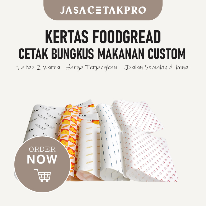 KERTAS ROTI FOODGREAD / WRAP PAPER / KERTAS BUNGKUS / KERTAS MINYAK / ALAS MAKANAN / CUSTOM