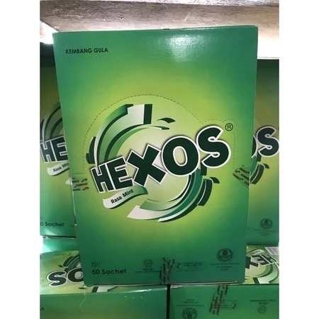 

( Pertoples/Perbox isi 50) Permen HEXOS Mint Pelega Tenggorokan