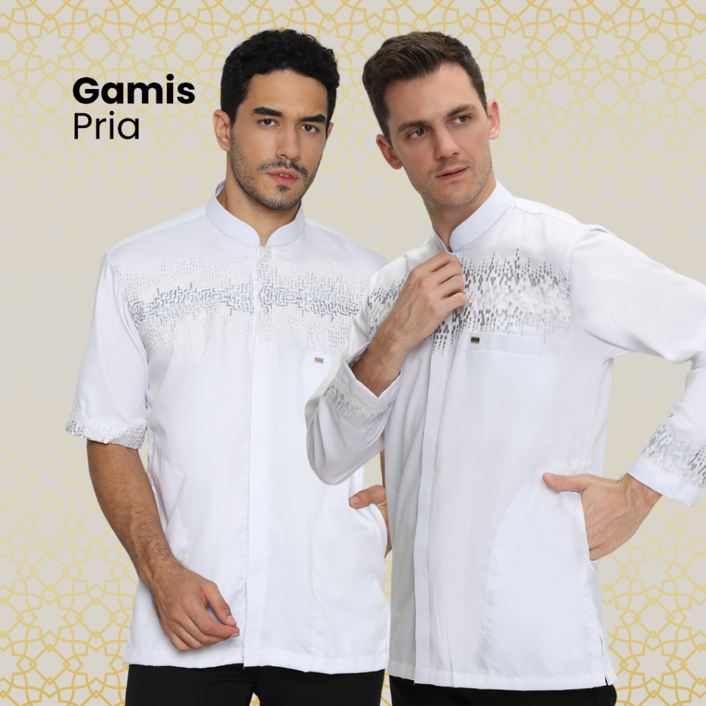 Baju Taqwa Lengan Panjang Pendek Al Kaff Motif Bordir Busana Muslim Oblong President - Gamis Pria