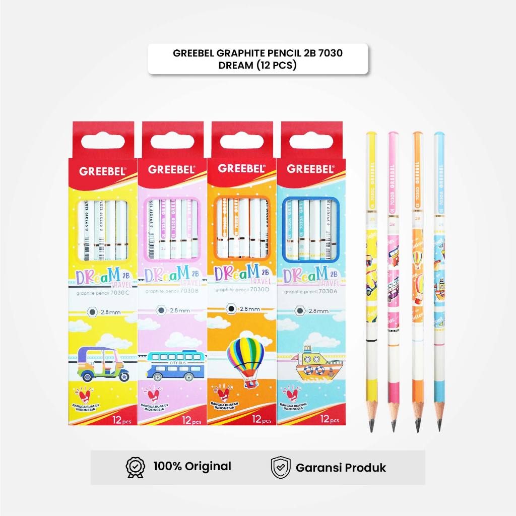

Pensil kayu 2B 7030 Dream (12PCS/SET) Greebel / Pensil Tulis Ujian / Grafit Graphite / Pensil Gambar / IStationery
