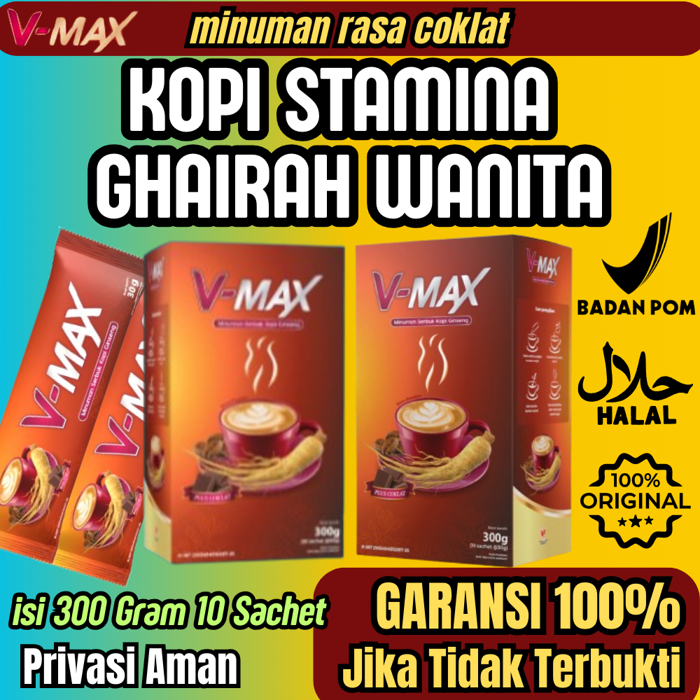 

V-MAX Kopi Rasa Coklat Penambah Stamina Ghairah Wanita Isi 300 Gram 10 Sachet