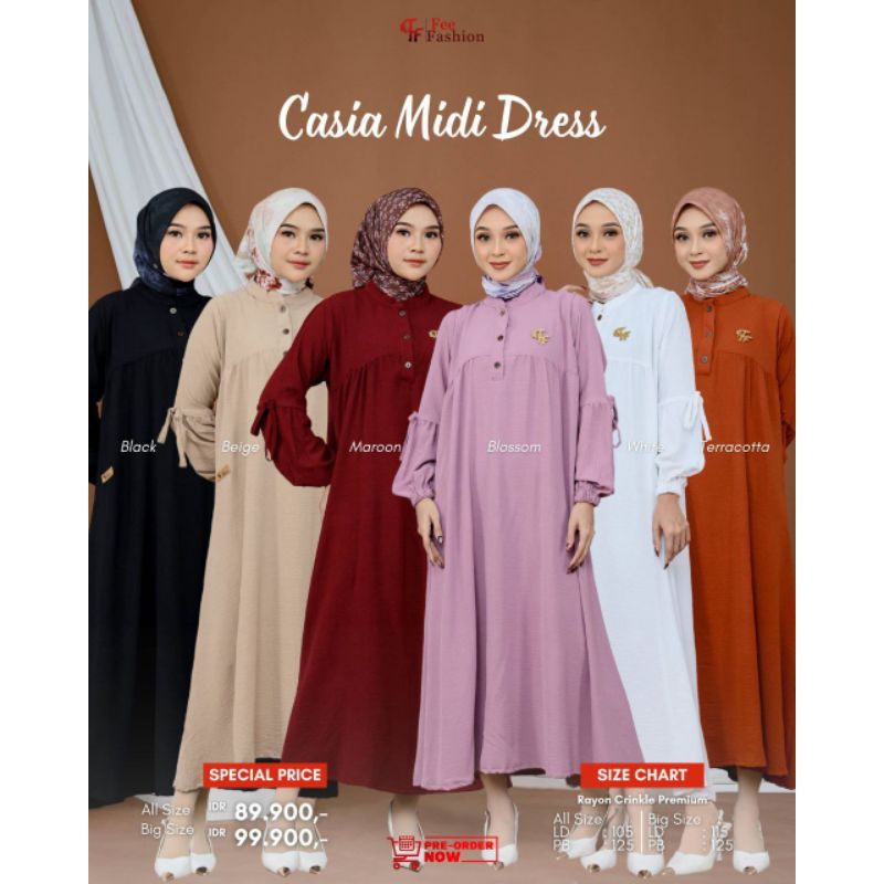 CASIA MIDI DRESS BY FEE FASHION √Midi dress polos √ midi dress fee √ midi dress cantik
