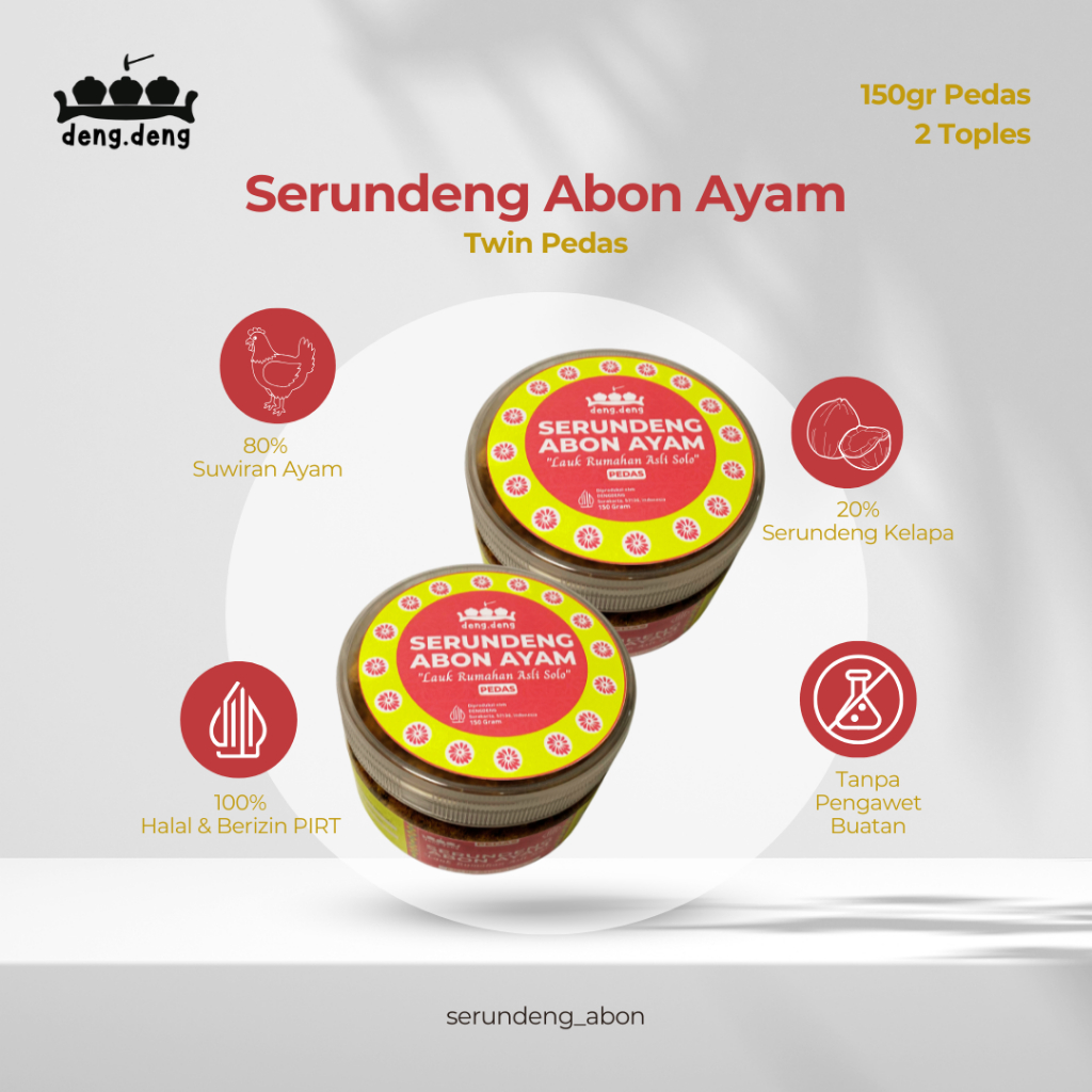 

TWIN TOPLES Dengdeng Serundeng Abon Ayam Pedas Lauk Makanan Instan Asli Solo 300 Gr