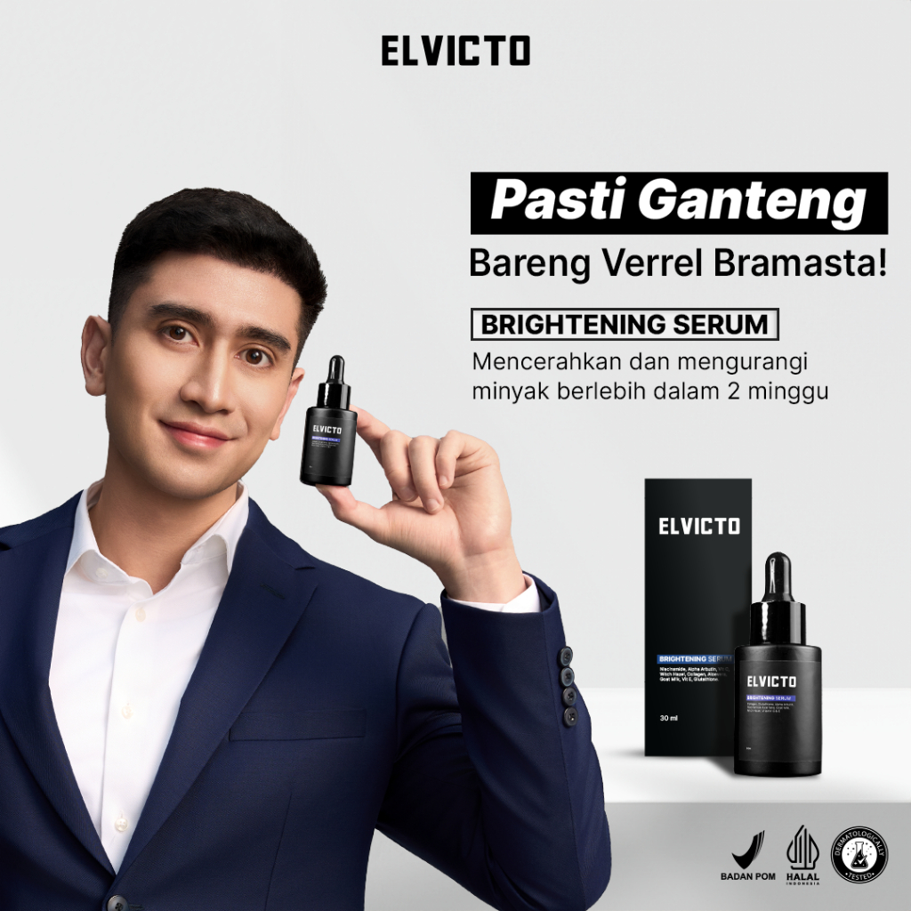 ELVICTO BRIGHTENING SERUM | Serum Pria untuk Mencerahkan Wajah, Menghilangkan Flek Hitam|Mengandung 