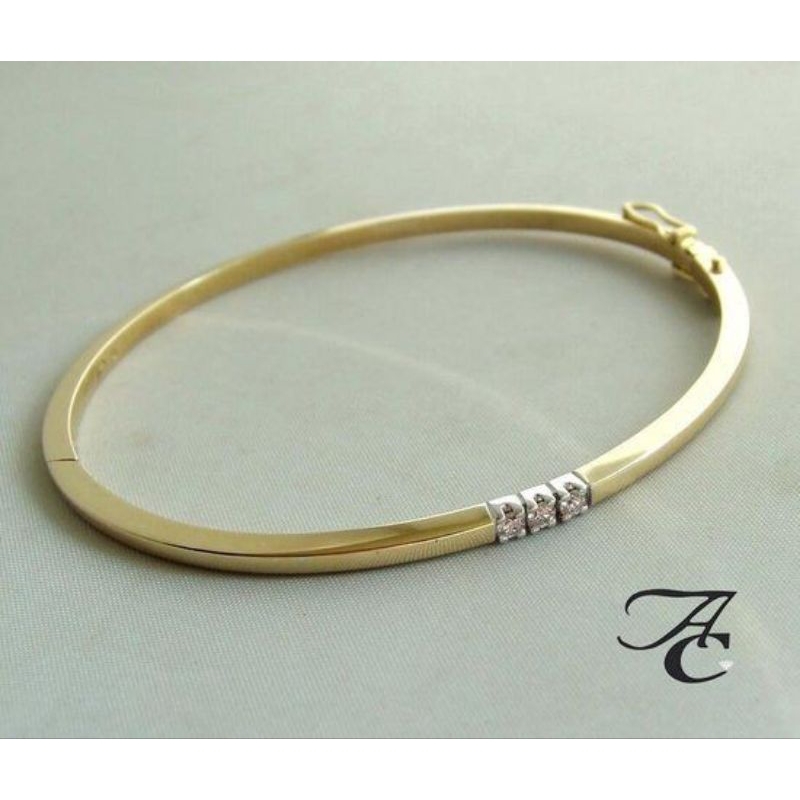 Gelang tangan emas wanita model bangle permata zircone putih