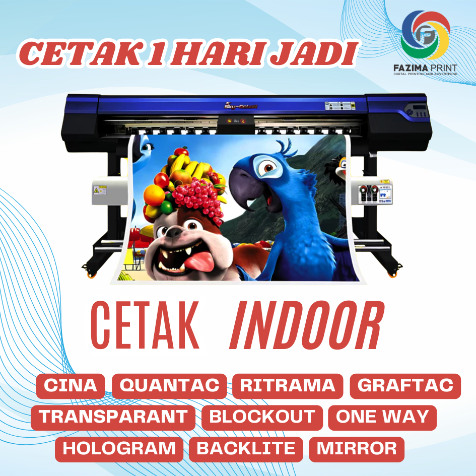 

Digital Printing CETAK INDOOR murah Sehari Jadi | Custom Stiker Meteran