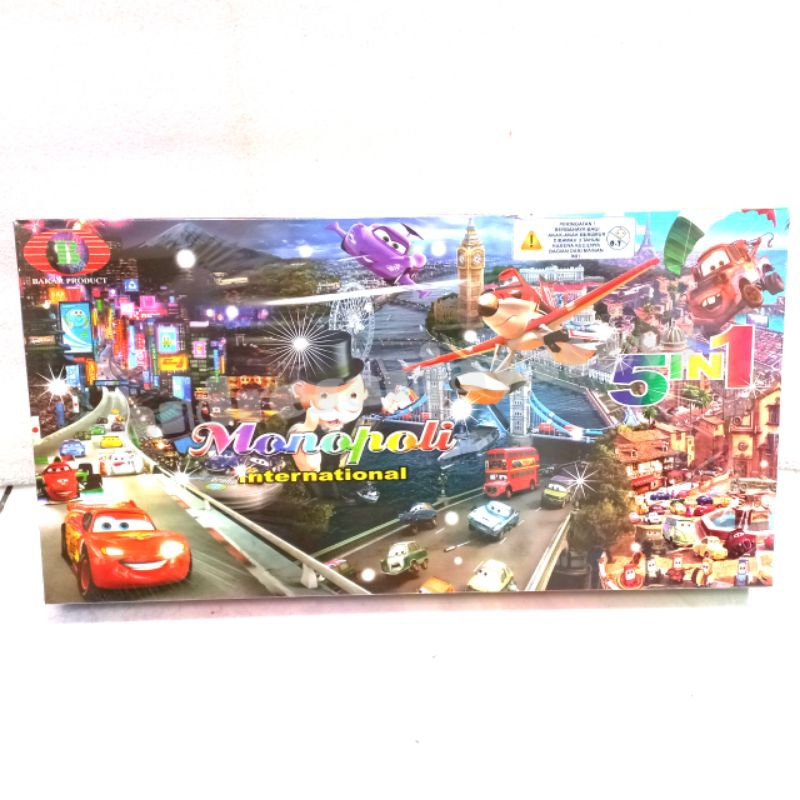 Board Game Mainan Monopoli Cars 5in1 Game Dadu Monopoli