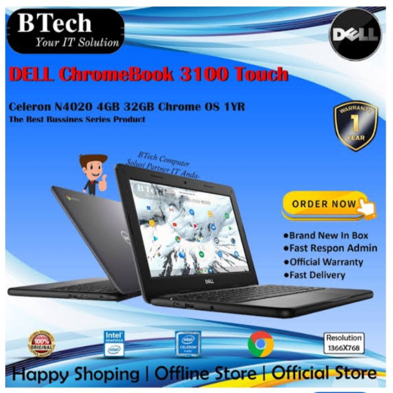Laptop Dell 3100 Chromebook Touchscreen / Intel Core / Laptop Chromebook Bekas + Akun Terkunci