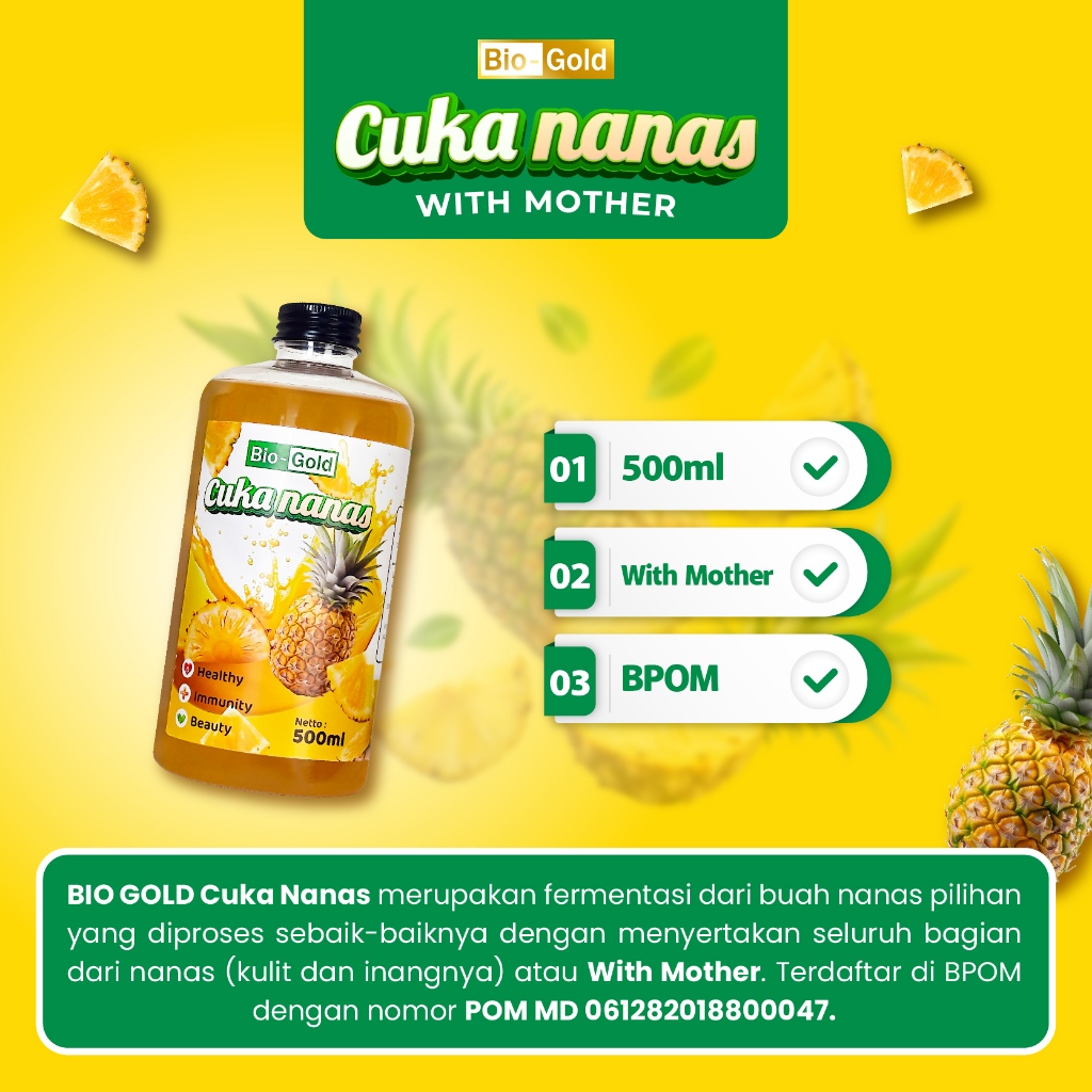 

Bio Gold Cuka Nanas Fermentasi Alami With Mother Bantu Menurunkan Dan Stabilkan Gula Darah