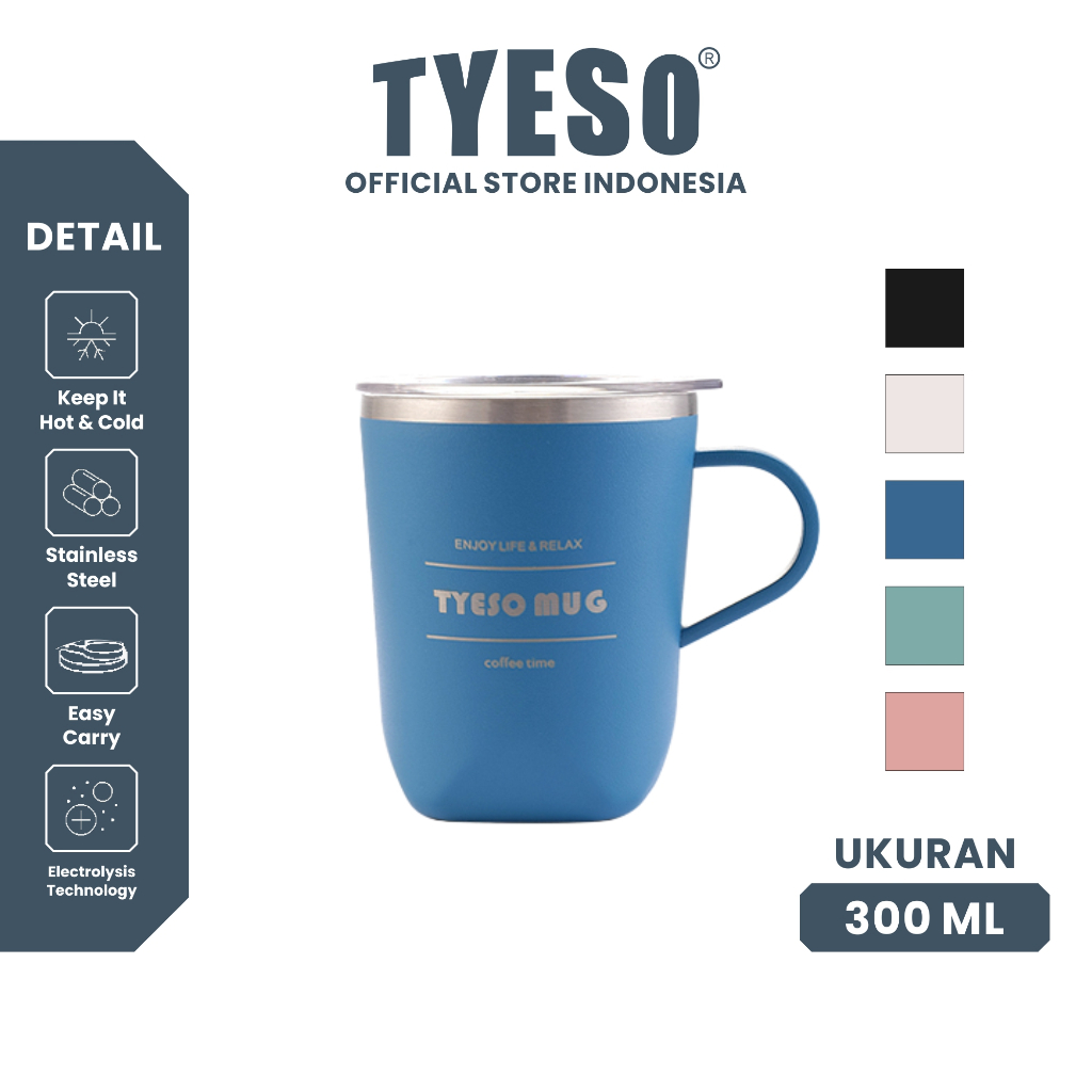 Tyeso Gelas Mug Stainless 300ml TS-8718 Coffee Cup Vacuum Insulated