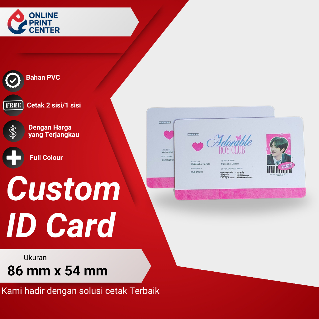 

Custom ID Card Nama + Foto | Kualitas Premium | Bisa Satuan / Banyak