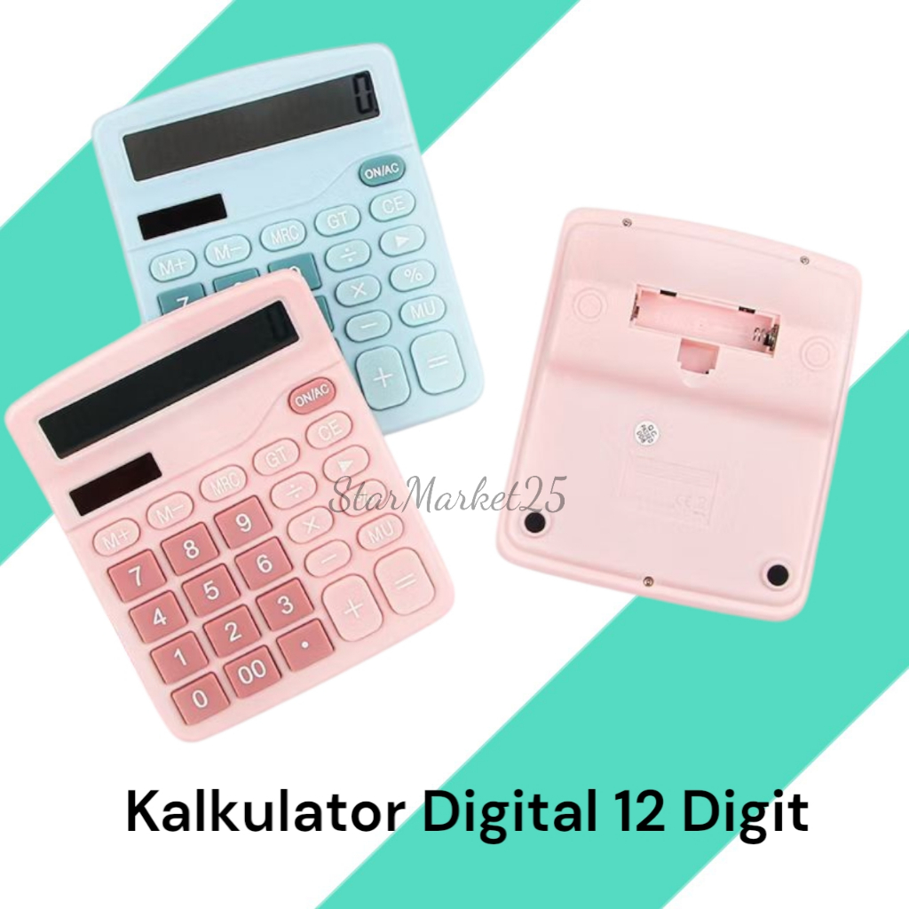 

Kalkulator Digital Dual Power Baterai & Surya - Kalkulator Digital 12-Digit