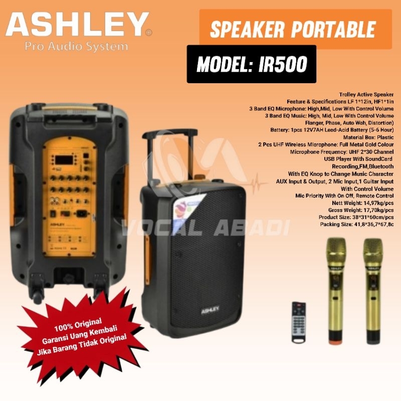 SPEAKER PORTABLE ASHLEY IR500, 12 INCH