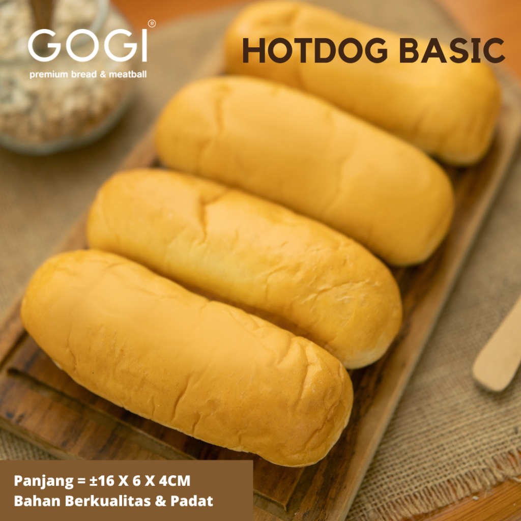 

Hotdog Bun Basic Isi 1 Pcs / Roti Hotdog Bun Basic Berkualitas / Roti Hotdog UMKM / Roti Panjang Bun