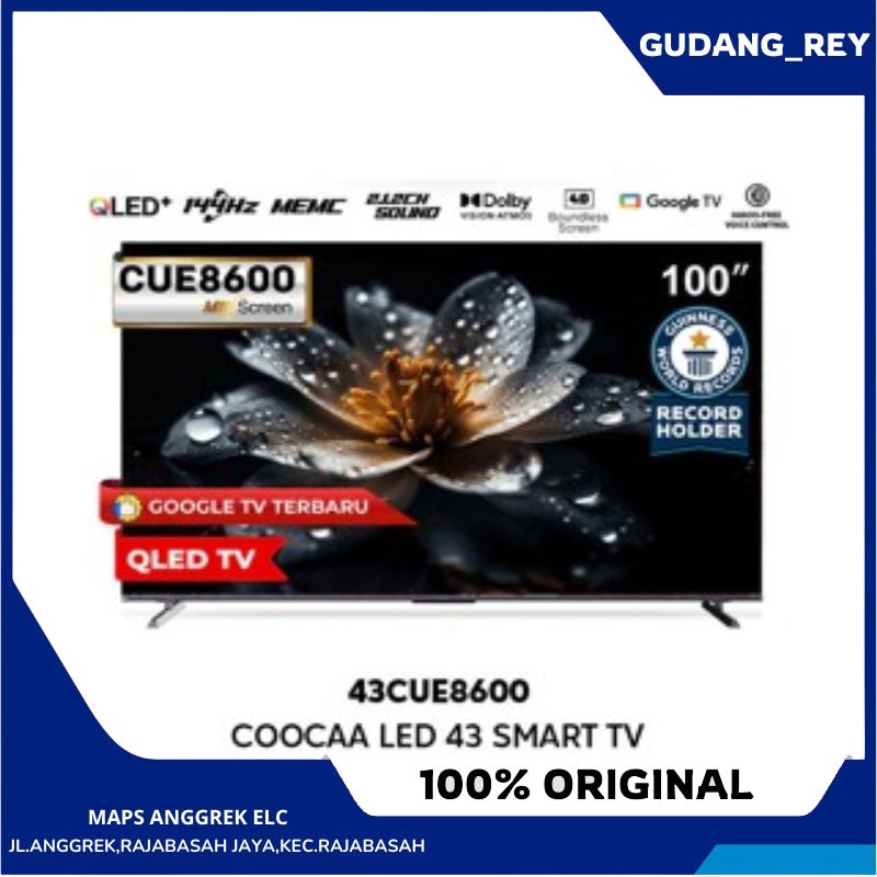 COOCAA LED 43 43CUE8600 Eco-QLED 4K Google TV Garansi Resmi