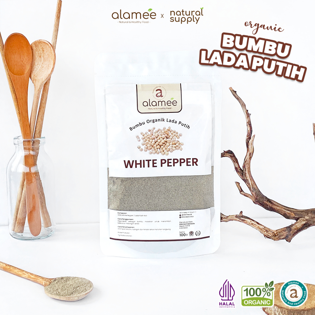

ALAMEE Lada Putih Bubuk White Pepper Powder Merica Whitepepper Bumbu Dapur Tanpa Campuran 100g