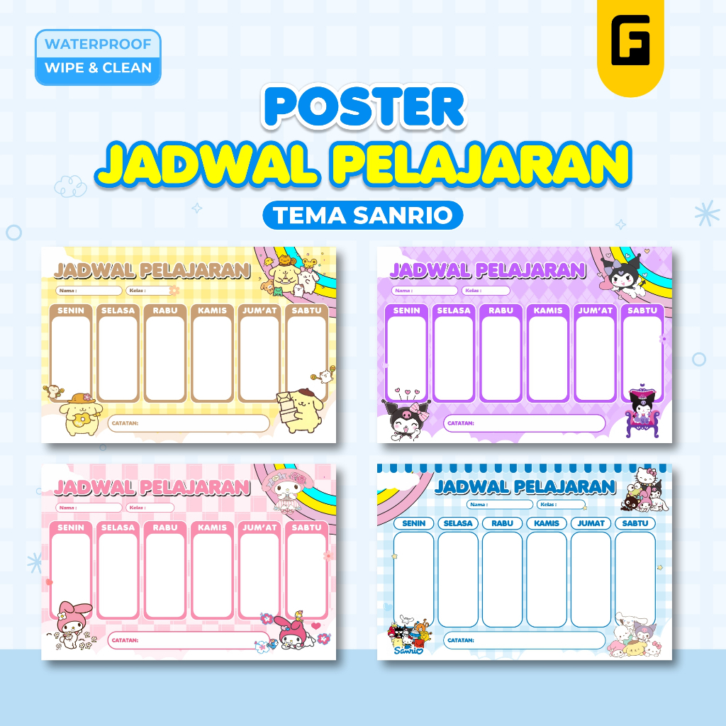 

Poster Jadwal Pelajaran Tema Sanrio - Poster Jadwal Pelajaran Kelas Custom