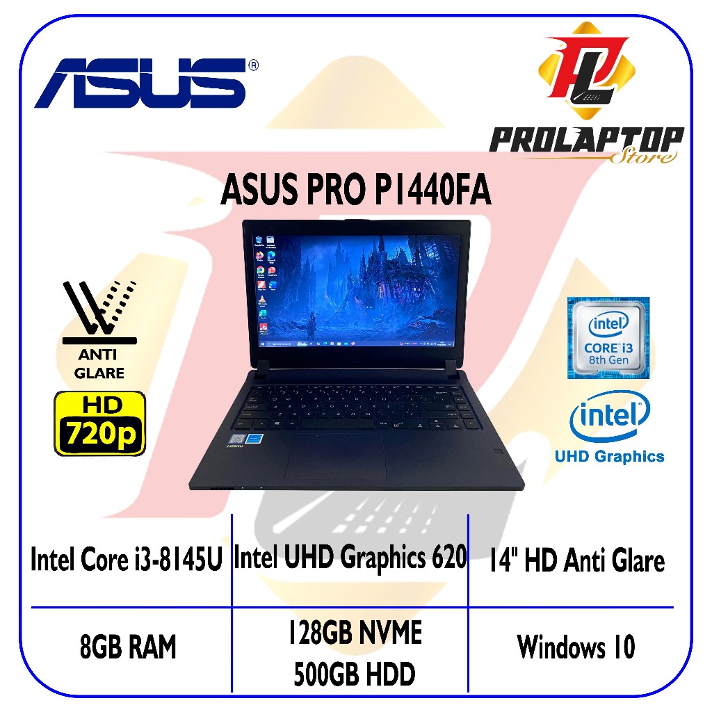Asus Pro P1440FA Intel Core i3-8145U RAM 8GB SSD NVME 128GB + HDD 500GB | Intel Core i3-10110U RAM 1