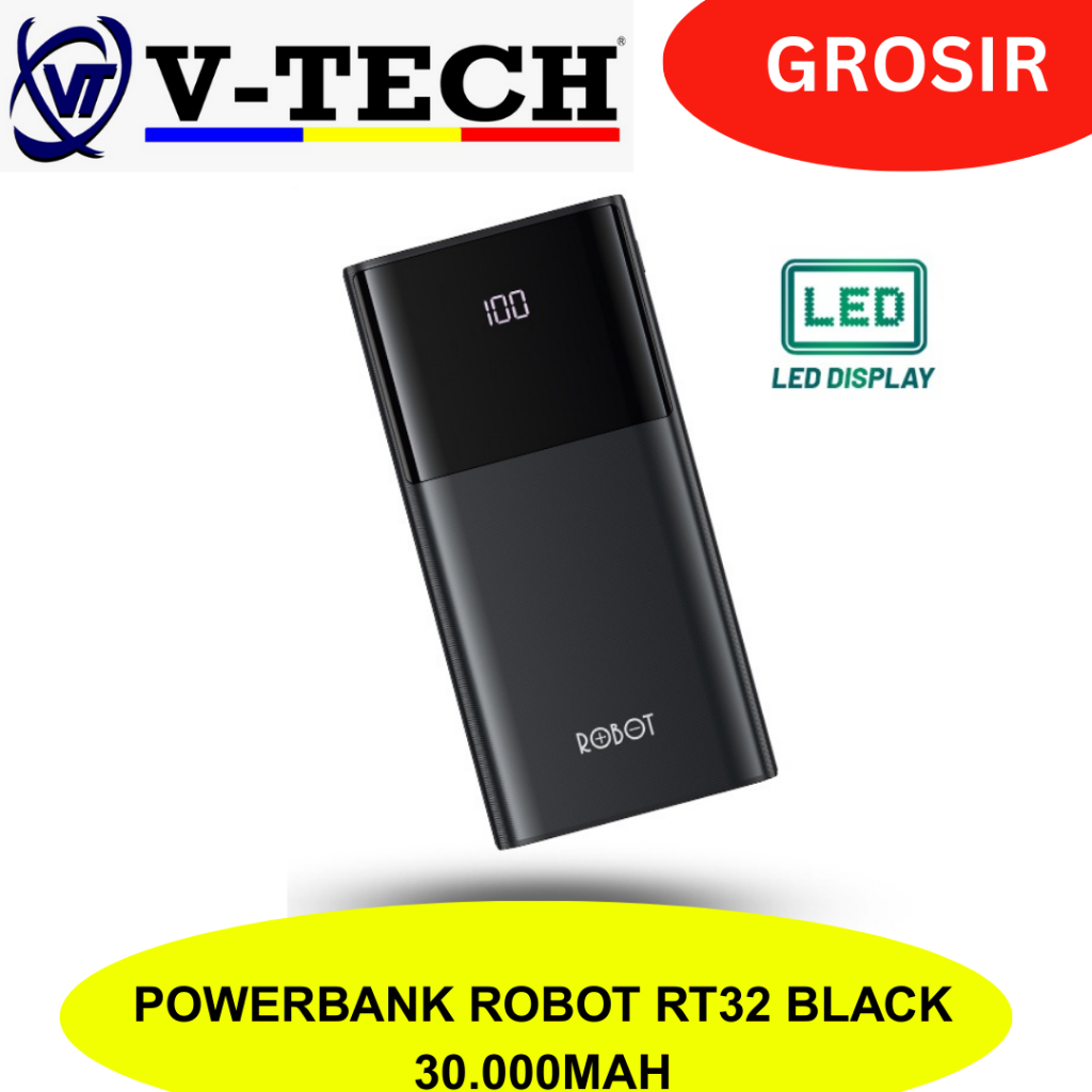 POWERBANK ROBOT RT32 BLACK  30.000MAH