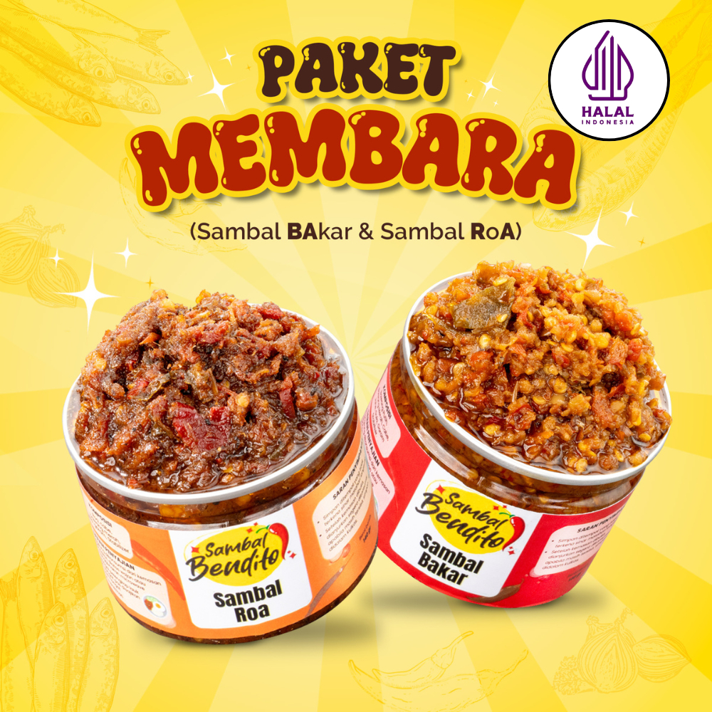 

BENDITO Paket Membara Sambal Roa Asap Asli Khas Manado dan Sambal Bakar Saji Kawanua Halal Homemade