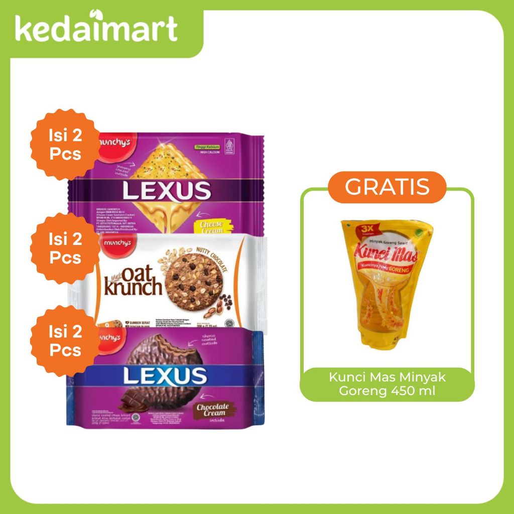 

Promo Clearance Sale Bundling Oat Krunch & Lexus G FREE Kunci Mas Minyak Goreng 450 ml