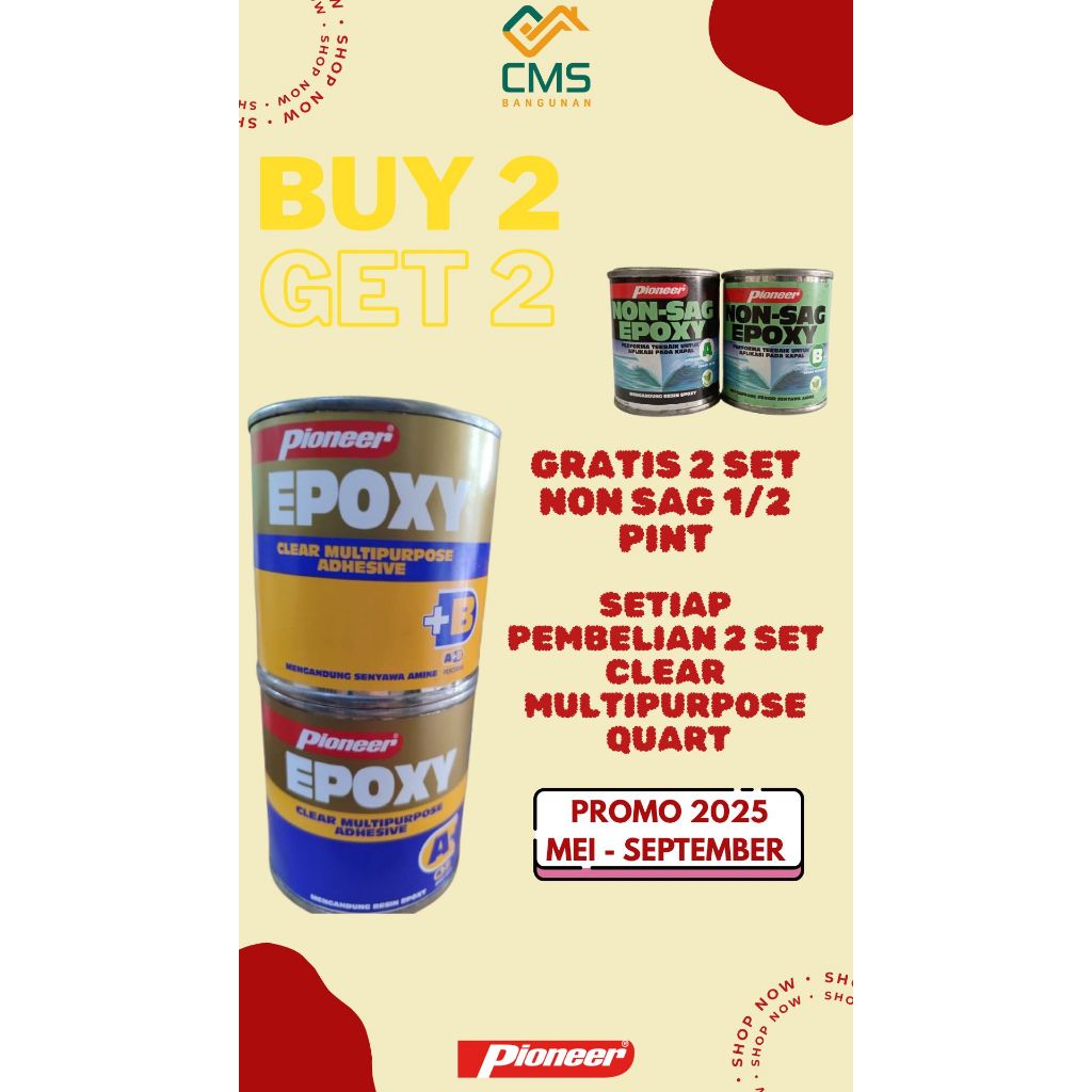 Lem kapal lem putih bening lem epoksi epoxy adhesive lem PIONEER EPOXY CLEAR MULTIPURPOSE ADHESIVE L