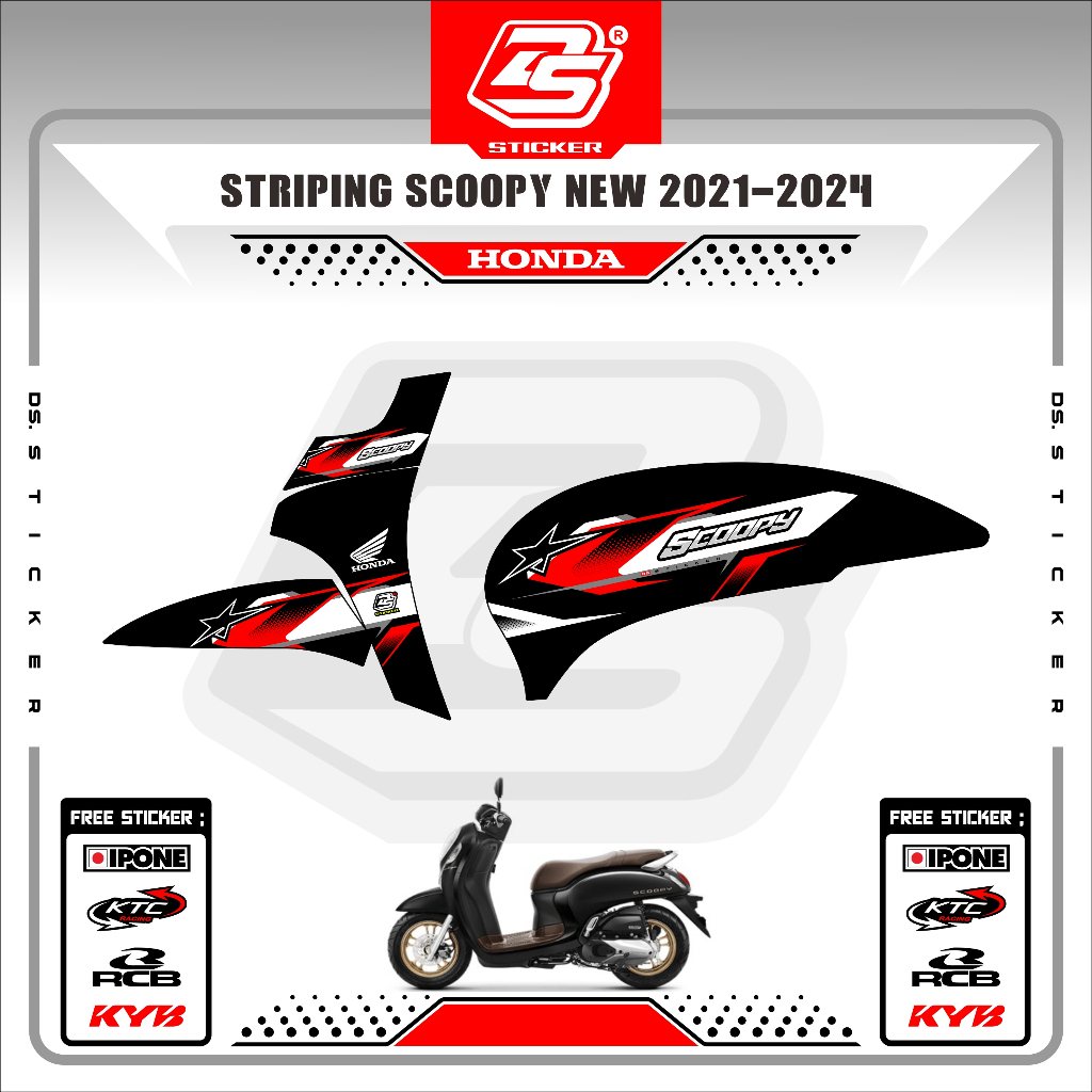 Stiker Scoopy New 2021 Decal Striping Scoopy 2023 Sticker Scoopy 2024 DS090525 BLACK DS STIKER
