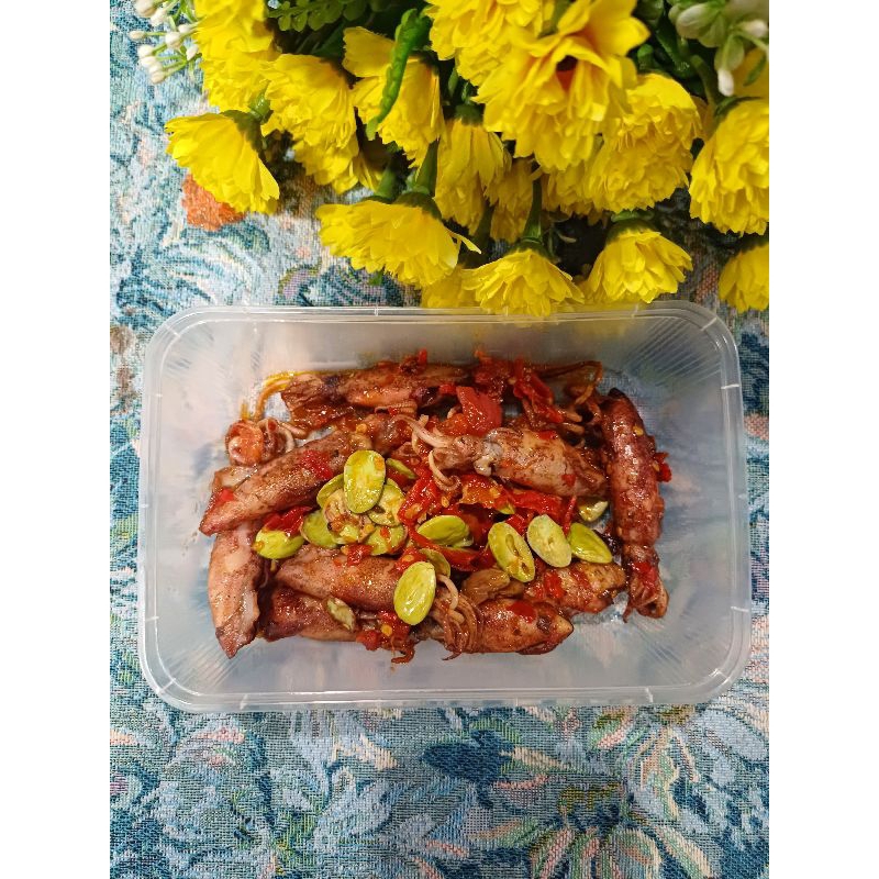 

Cumi Asin Balado Pete 250 gr. Halal . Tanpa pengawet