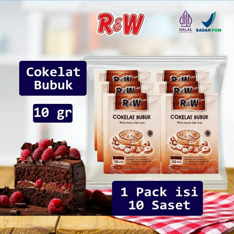 

Coklat Cokelat Bubuk Cocoa Powder Kue Rajawali R&W RW 10 g 1 Pack Bahan Brownies Choclate Cake