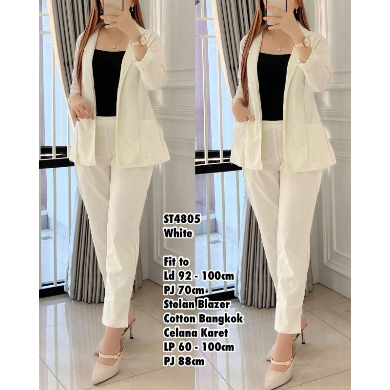 Blazer set kantor gereja putih / biru