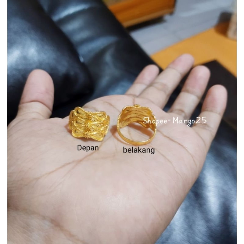 Cincin pita setara 1/2 suku Warna Lapis Emas 24k