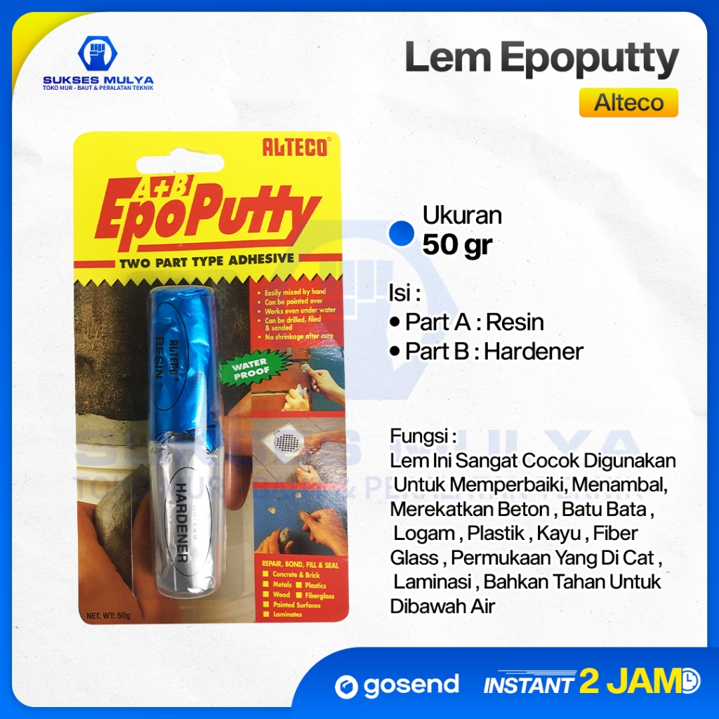 

Lem EpoPutty Alteco 50gr / Epoxy / Epo Putty / Lem Tambal Serba Guna